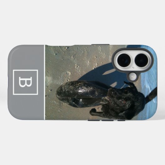 Custom Foto Mit Monogramm Initial Modern Gray Nied Case-Mate iPhone Hülle (Rückseite (Horizontal))