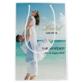Custom Foto Modern Beach Hochzeit Mittlere Geschenktüte (Vorderseite)