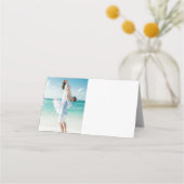 Custom Foto Modern Beach Hochzeit Platzkarte (Vorderseite)