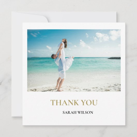 Custom Foto Modern Beach Hochzeit Vielen Dank (Vorderseite)