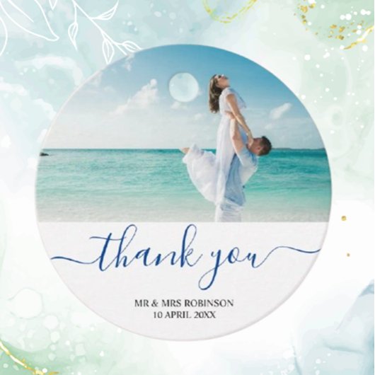 Custom Foto Modern Beach Wedding danke Ihnen Thema Geschenkanhänger