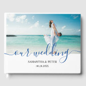 Custom Foto Modern Beach Wedding Gästebuch (Vorderseite)