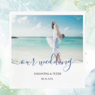 Custom Foto Modern Beach Wedding Gästebuch Serviette