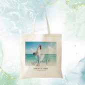 Custom Foto Modern Beach Wedding Willkommen Tragetasche