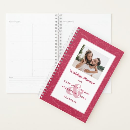 Custom Foto Modern Magenta Red Weddings Monthly Planer (Anzeige)