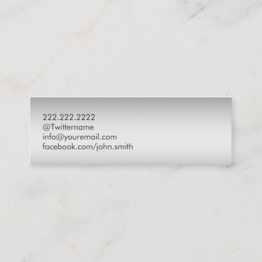 Custom Foto Modern Silver Mini Visitenkarte (Rückseite)