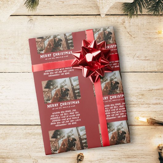 Custom Foto Modern Typografy Message Christmas Geschenkpapier