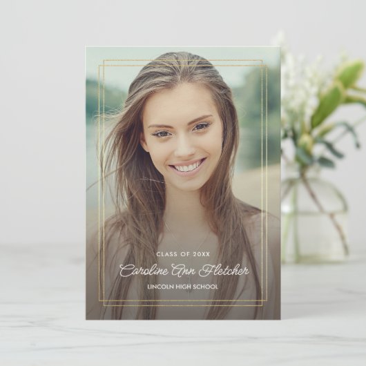 Custom Foto Moderne Blumenankündigung Abschluss Ankündigung (Stehend Vorderseite)