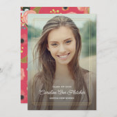 Custom Foto Moderne Blumenankündigung Abschluss Ankündigung (Vorne/Hinten)