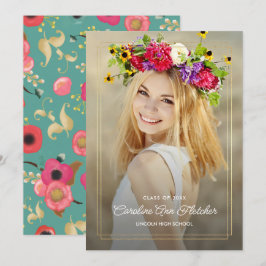 Custom Foto Moderne Blumenankündigung Abschluss Ankündigung