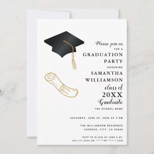 Custom Foto Moderne elegante Graduierungspartei Einladung (Vorderseite)