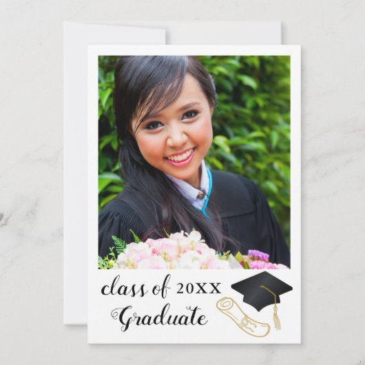 Custom Foto Moderne elegante Graduierungspartei Einladung (Rückseite)