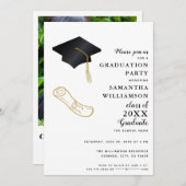 Custom Foto Moderne elegante Graduierungspartei Einladung (Vorne/Hinten)