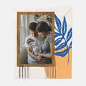 Custom Foto Modernes Abstraktes botanisches Blauge Fleecedecke (Vorderseite)
