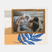 Custom Foto Modernes Abstraktes botanisches Blauge Fleecedecke (Vorderseite (Horizontal))