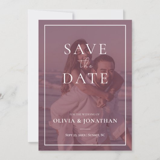 Custom Foto Modernes Dusty Rosa Save the Date Einladung (Vorderseite)