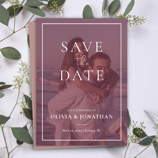 Custom Foto Modernes Dusty Rosa Save the Date Einladung