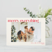 Custom Foto Modernes Red Happy Alles Weihnachten (Stehend Vorderseite)
