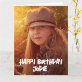 CUSTOM FOTO MODERNES SKRIPT GEBURTSTAGSKARTE KARTE (Gelbe Blume)