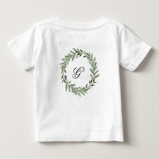 Custom Foto Monogram Pine Wraath Weihnachten Baby T-shirt (Rückseite)