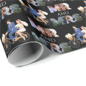 Custom Foto Mr. & Mrs. Wedding Black Geschenkpapier (Rolleneckpunkt)
