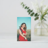 Custom Foto Musiker QR Code Navy Blue Visitenkarte (Stehend Vorderseite)