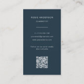 Custom Foto Musiker QR Code Navy Blue Visitenkarte (Rückseite)