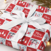 Custom Foto Muster Red White Frohe Weihnachten Geschenkpapier