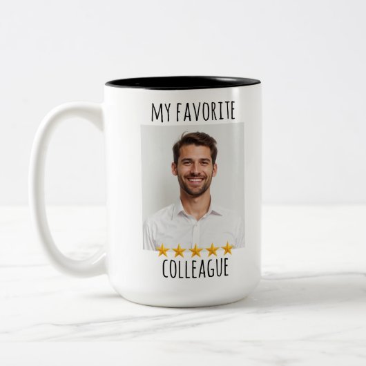 Custom Foto My Favorite Colleague 5 Star Zweifarbige Tasse (Links)