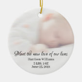 Custom Foto Name Baby Birth Ankündigung Keramik Ornament (Vorne)