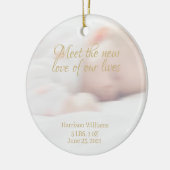 Custom Foto Name Baby Birth Ankündigung Keramik Ornament (Links)