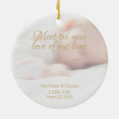 Custom Foto Name Baby Birth Ankündigung Keramik Ornament (Hinten)