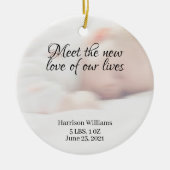 Custom Foto Name Baby Birth Ankündigung Keramik Ornament (Vorne)