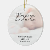 Custom Foto Name Baby Birth Ankündigung Keramik Ornament (Links)