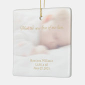 Custom Foto Name Baby Birth Ankündigung Keramikornament (Links)