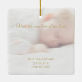 Custom Foto Name Baby Birth Ankündigung Keramikornament (Rückseite)
