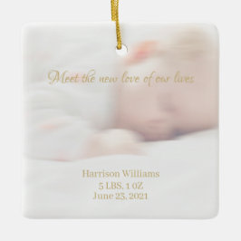 Custom Foto Name Baby Birth Ankündigung Keramikornament