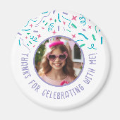Custom Foto Name Confetti Celebration Danke Magnet (Vorne)