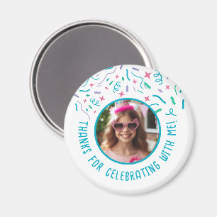 Custom Foto Name Confetti Celebration Danke Magnet