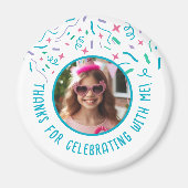 Custom Foto Name Confetti Celebration Danke Magnet (Vorne)