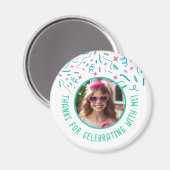 Custom Foto Name Confetti Celebration Danke Magnet (Vorderseite/Rückseite)