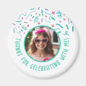 Custom Foto Name Confetti Celebration Danke Magnet (Vorne)