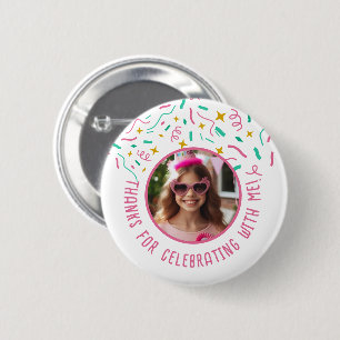 Custom Foto Name Confetti Geburtstag Vielen Dank Button