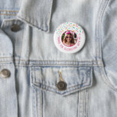 Custom Foto Name Confetti Geburtstag Vielen Dank Button (Beispiel)