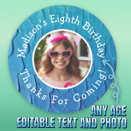 Custom Foto Name Mermaid Thema Geburtstag Vielen D Runder Aufkleber