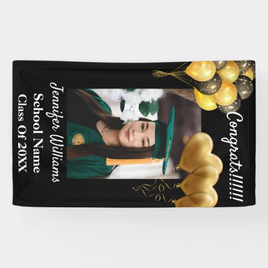 Custom Foto Name School Year Abschluss 2021 Banner (Horizontal)