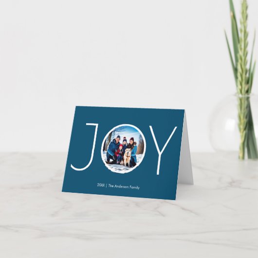 Custom Foto Name Simple Blue Joy Weihnachten (Vorderseite)