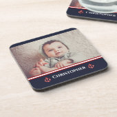 Custom Foto Nausea Navy Blue Red White Getränkeuntersetzer (Linke Seite)