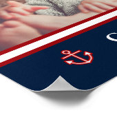 Custom Foto Nausea Navy Blue Red White Poster (Ecke)