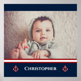 Custom Foto Nausea Navy Blue Red White Poster